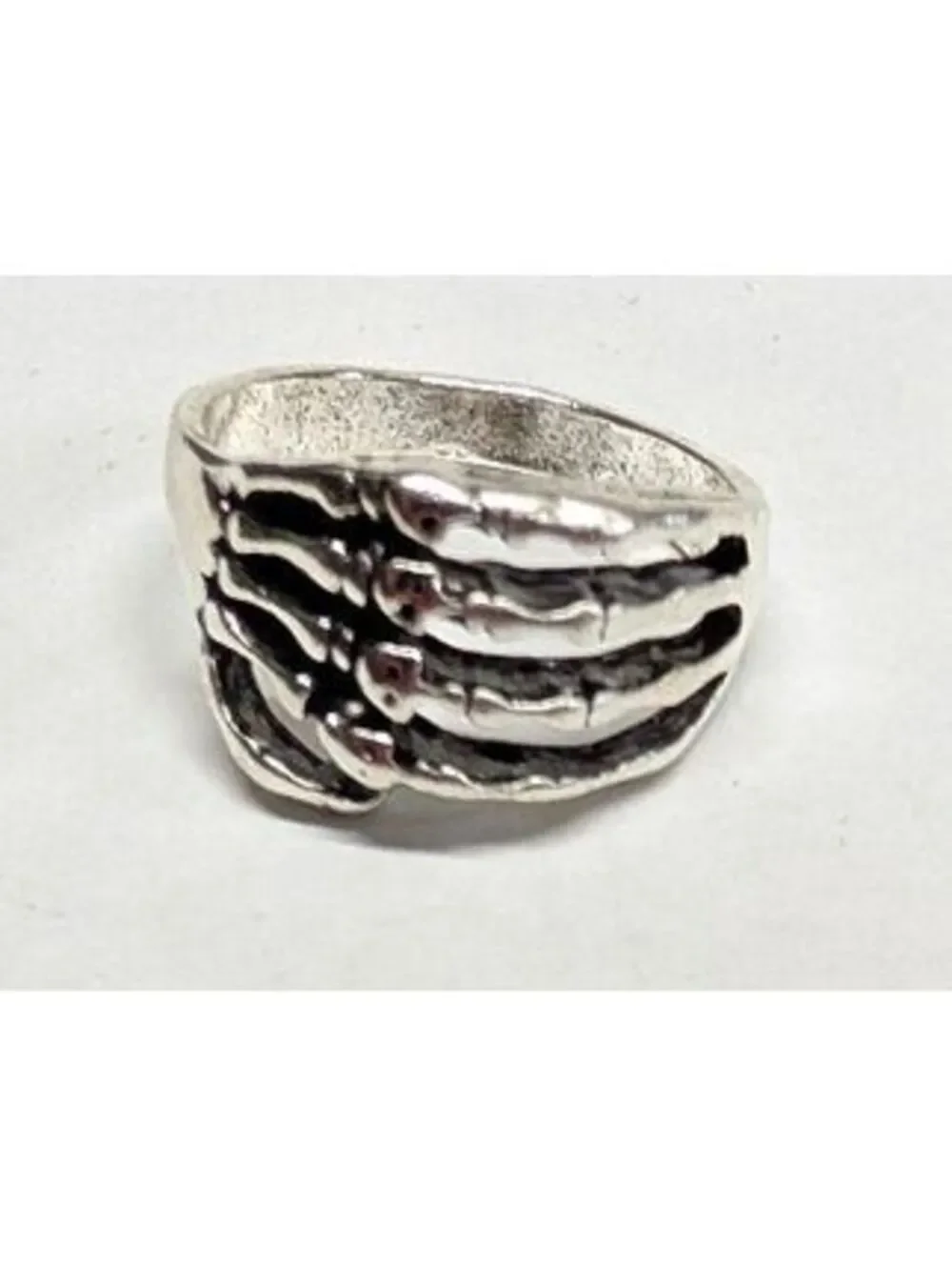 New Skeleton Hand Claw Ring Size 8 Silver Tone Gothic Style Jewelry Halloween